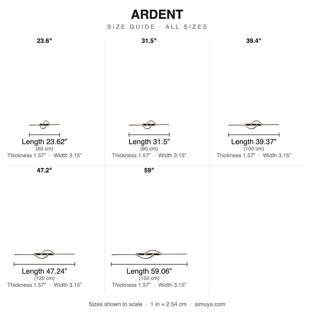 Ardent Modern Linear Wall Sconce Black size chart all sizes with dimensions