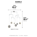 Bubble White Ring LED Chandelier Modern size guide with dimensions