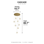 Cascade Crystal Globe Staircase Chandelier Long size guide with dimensions