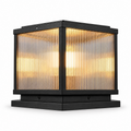 Cassia Ribbed Glass Square Pillar Light Stainless Steel Outdoor Post Light for Gardens and Gates