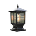 Corvin black outdoor pillar light on white background