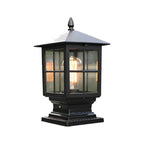 Corvin black outdoor pillar light on white background