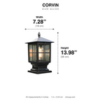 Corvin Solar Outdoor Pillar Light Black size guide with dimensions