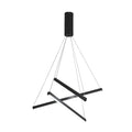 Criss Linear LED Chandelier Modern Black Crossed Bar Ceiling Light with Remote Dimming