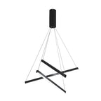 Criss Linear LED Chandelier Modern Black Crossed Bar Ceiling Light with Remote Dimming