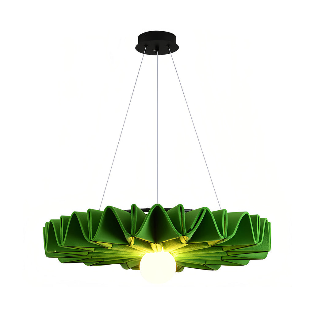 Hush acoustic felt pendant light emerald green side view