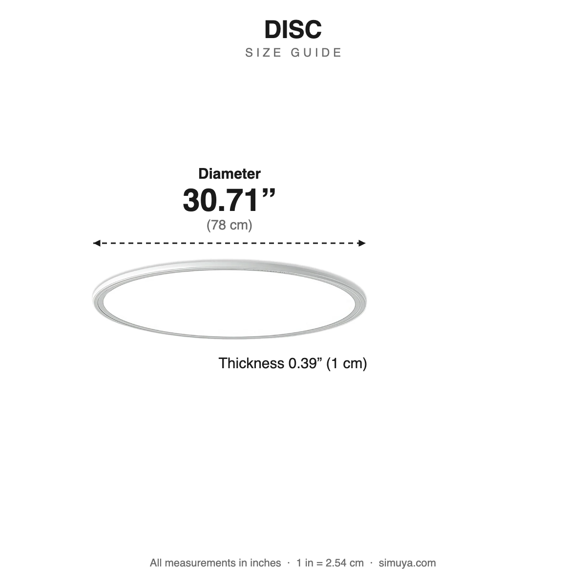 Disc Ultra-Thin Round LED Ceiling Light size guide with dimensions