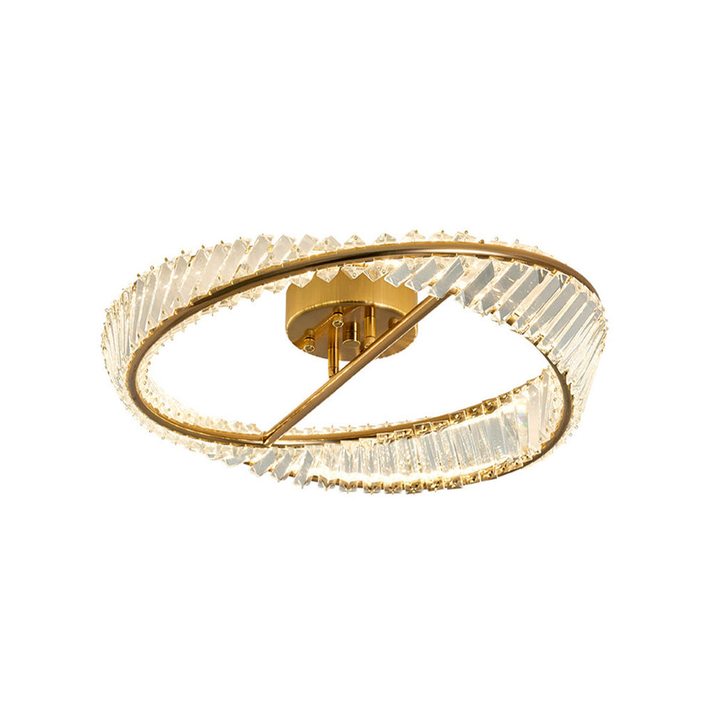 Mobius Gold Ring Crystal Flush Mount Ceiling Light Luxury LED
