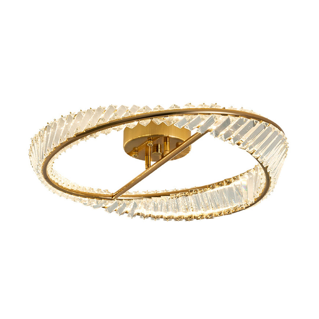 Mobius Gold Ring Crystal Flush Mount Ceiling Light Luxury LED