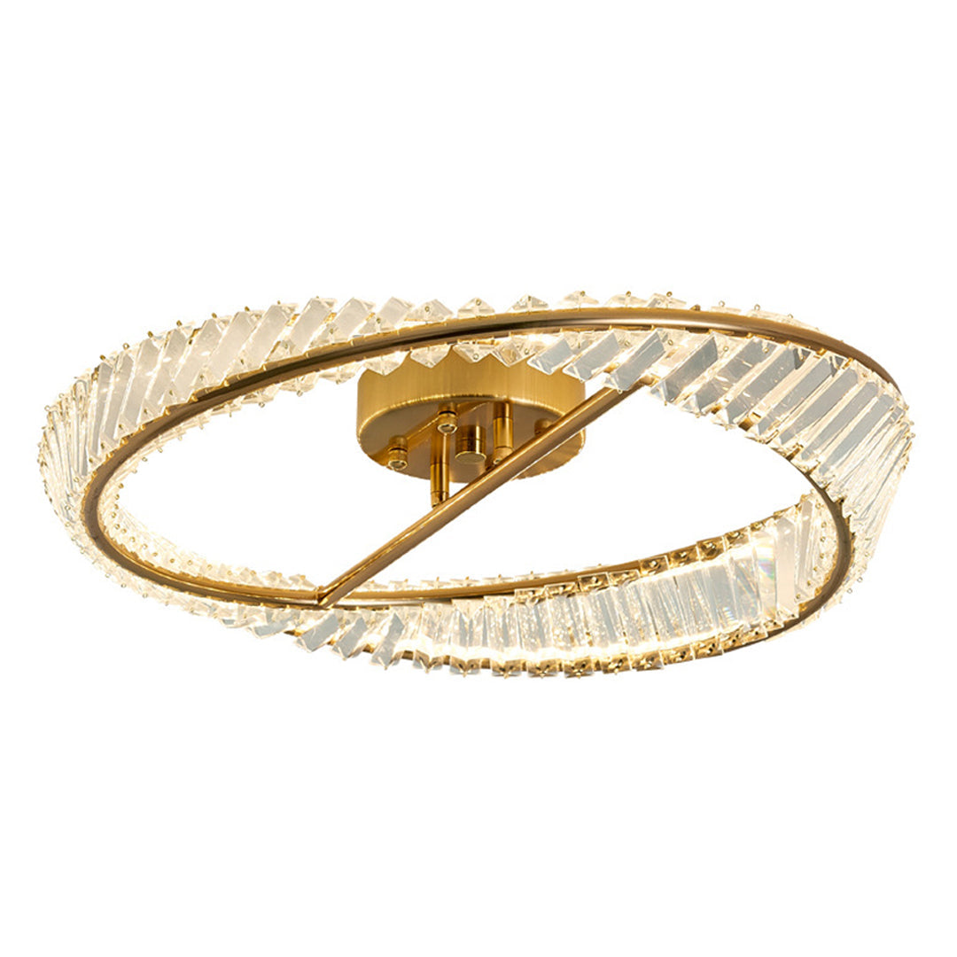 Mobius Gold Ring Crystal Flush Mount Ceiling Light Luxury LED