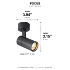 Focus Surface Mount Adjustable LED Spotlight size guide with dimensions