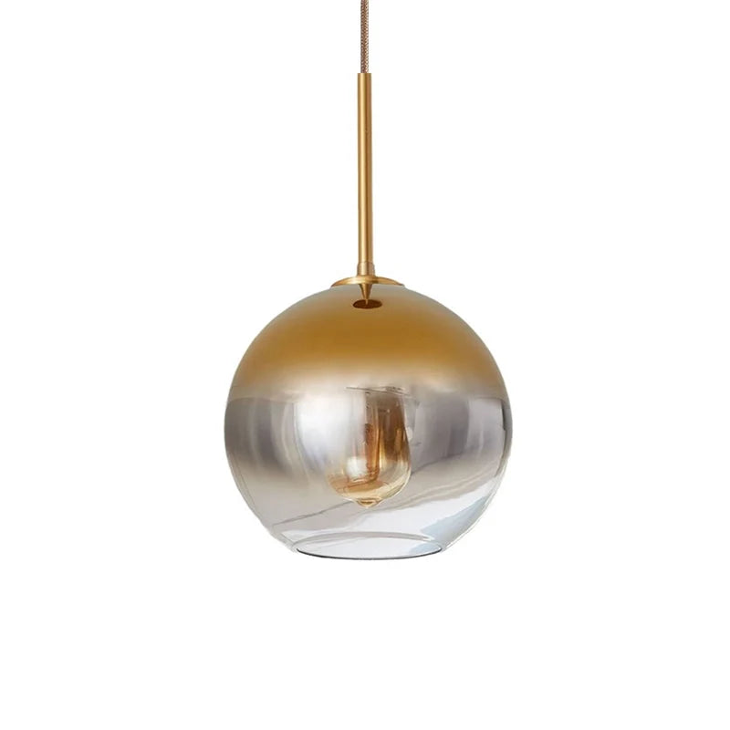 Bulle Glass Globe Pendant Light Modern Single Ball Hanging Light in Gold or Silver