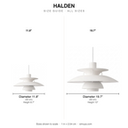 Halden Layered Metal Dome Pendant Light size chart all sizes with dimensions