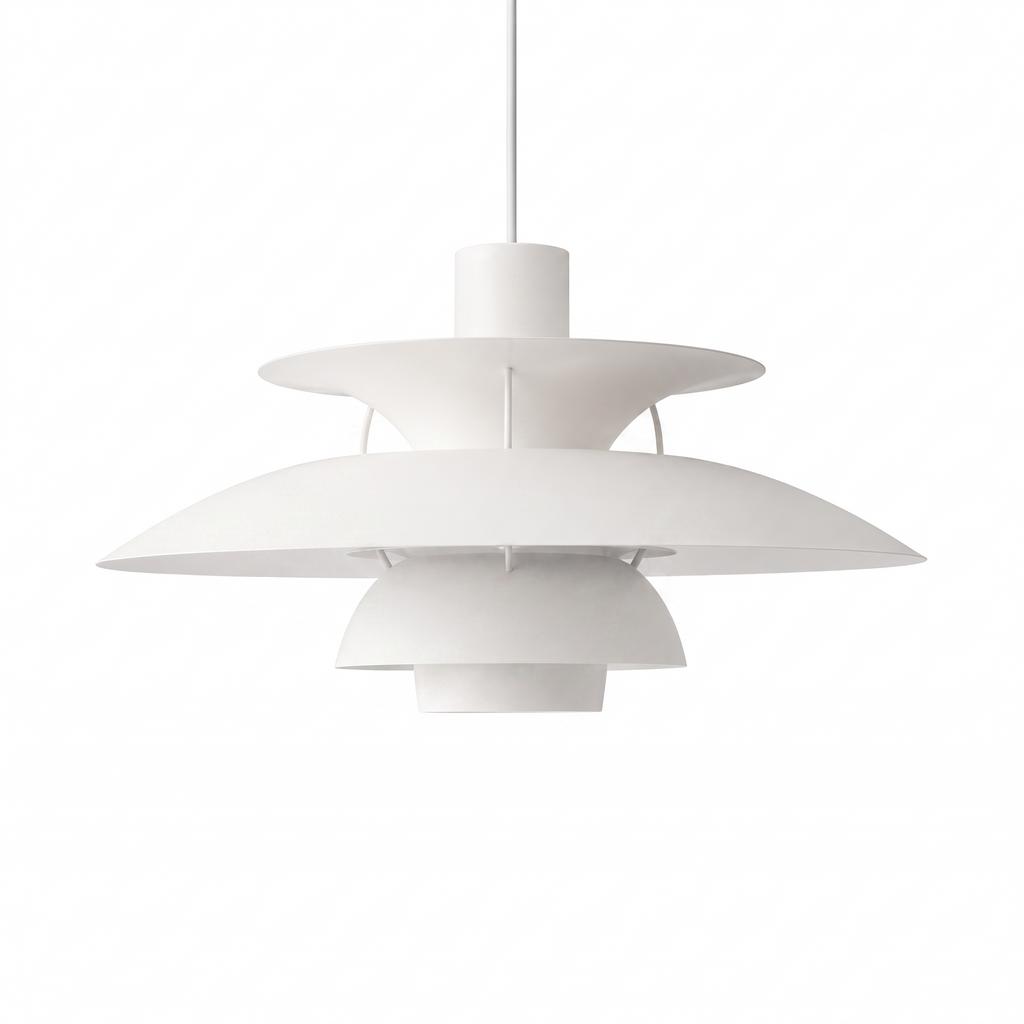 Halden layered metal pendant light on a white background