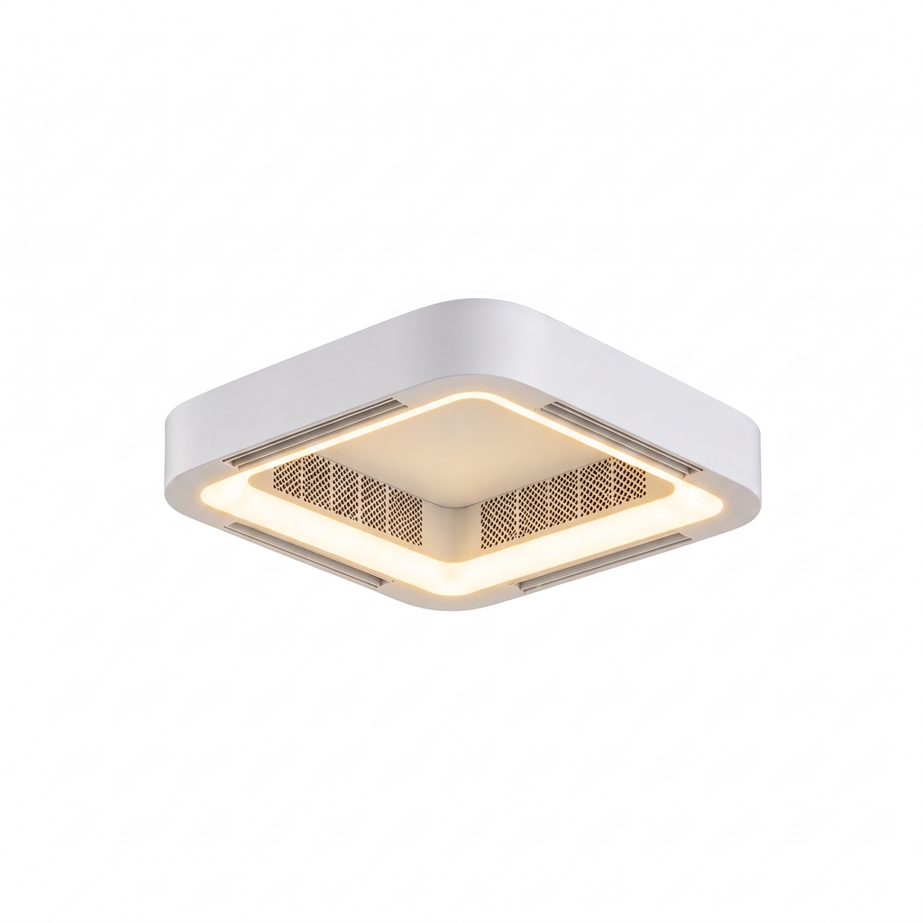 Aeris low profile bladeless ceiling fan on a white background