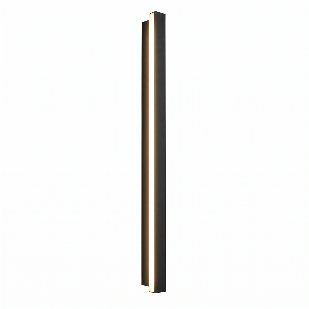 Lumea black linear LED outdoor wall light on a white background