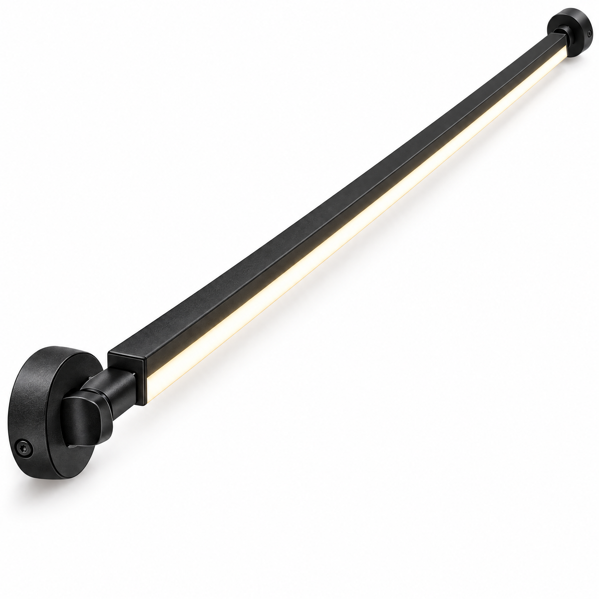 Linea black LED linear light with glowing strip and rotatable base