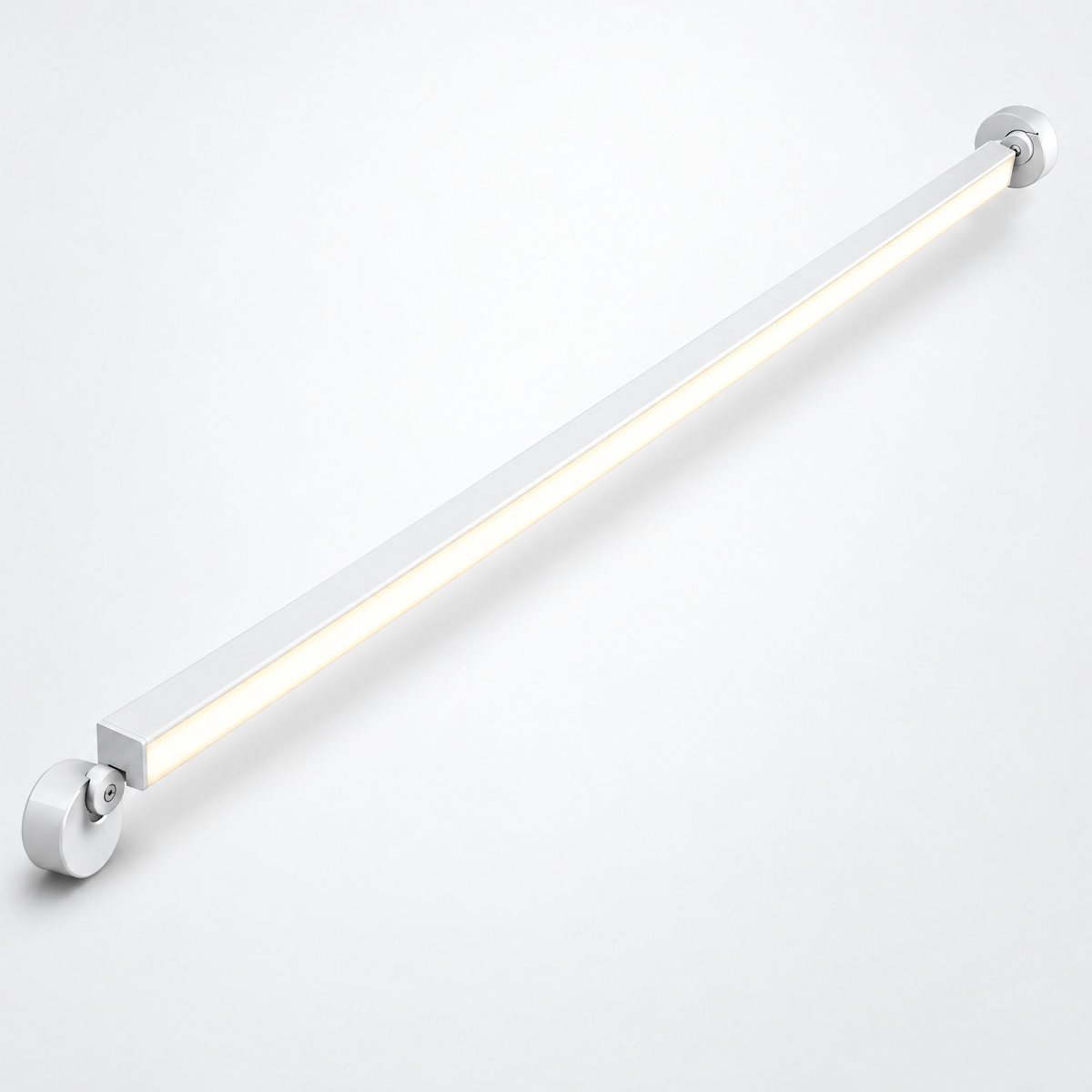 Linea white LED linear light with glowing strip and rotatable base