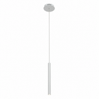 White thin cylinder LED pendant light on white background