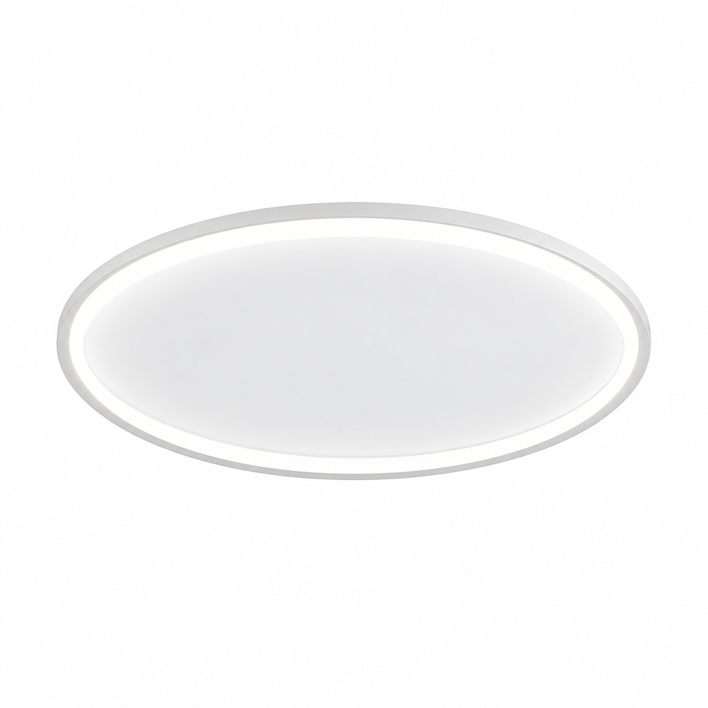 White slim round LED circle ceiling light on white background