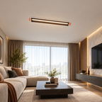 Recessed linear LED spotlight in a living room ceiling