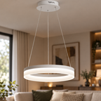 White LED ring pendant light close-up detail