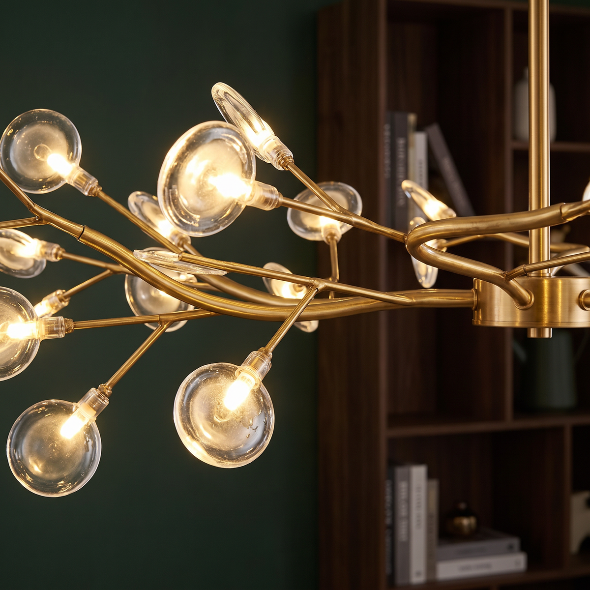 Lumi firefly LED pendant light close-up detail lit up