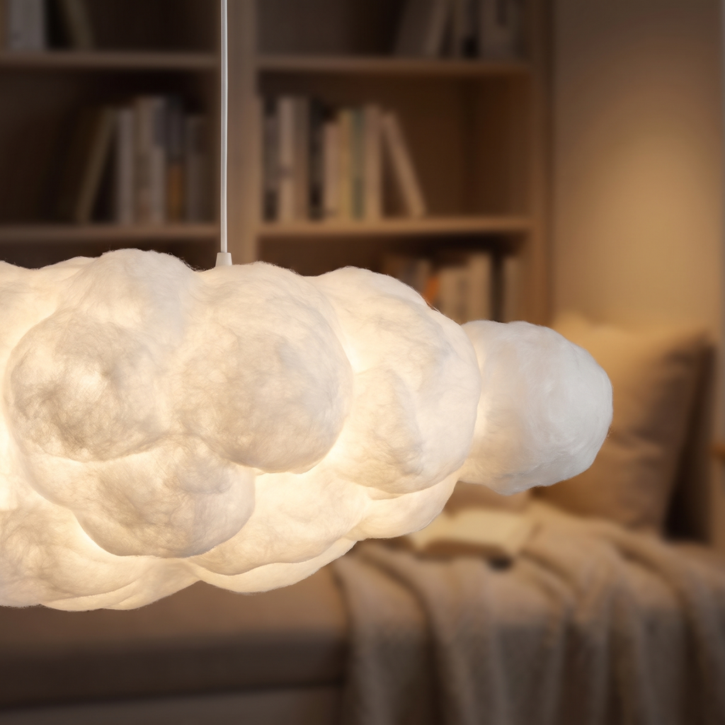Nimbus cloud pendant light close-up detail lit up