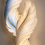 Plumage backlit feather LED wall decor light close-up detail lit up