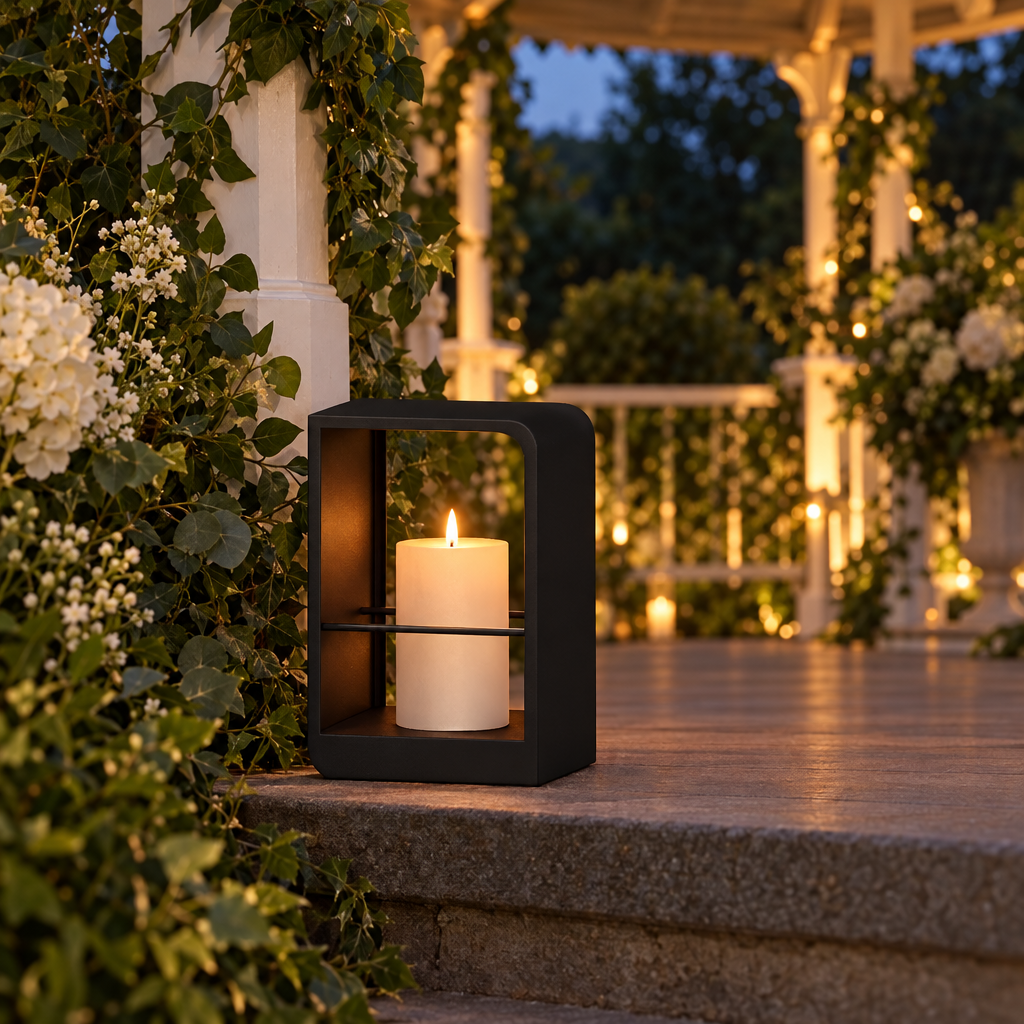 Nord lantern on garden gazebo steps