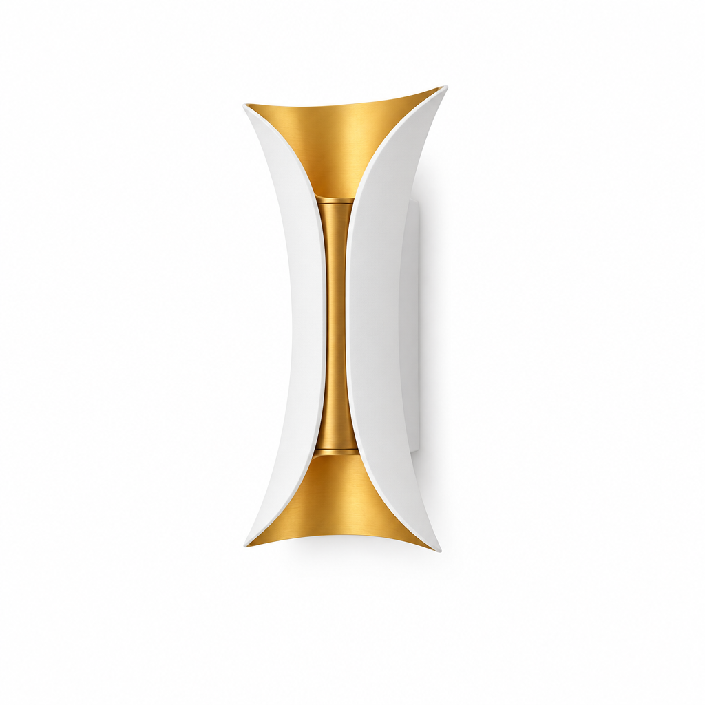 Curva wall light White/Gold on white background