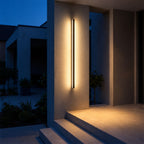 Lumea wall light on a modern porch at blue hour