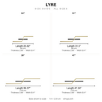 Lyre Modern Linear Wall Sconce Minimalist size chart all sizes with dimensions