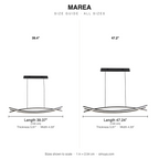 Marea Wavy LED Pendant Light Modern size chart all sizes with dimensions