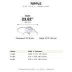 Ripple Overlapping Ring LED Ceiling Light size guide with dimensions