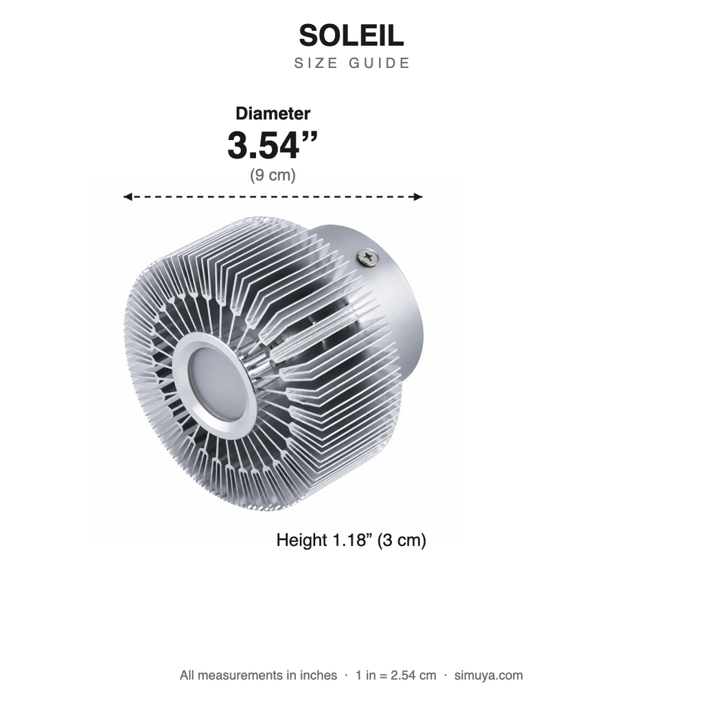 Soleil Sunburst LED Ceiling Light Modern size guide with dimensions