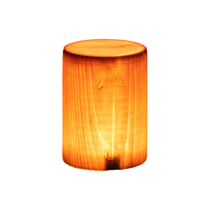 Pine Wood Cube Night Light Cordless LED Touch Lamp with Dimmable Glow