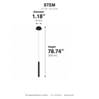 Stem Thin Cylinder Pendant Light size guide with dimensions