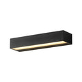 Strata black linear LED outdoor wall light on white background