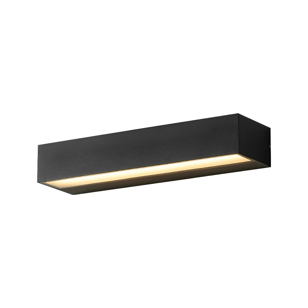 Strata black linear LED outdoor wall light on white background
