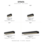 Strata Modern Linear LED Outdoor Wall size chart all sizes with dimensions