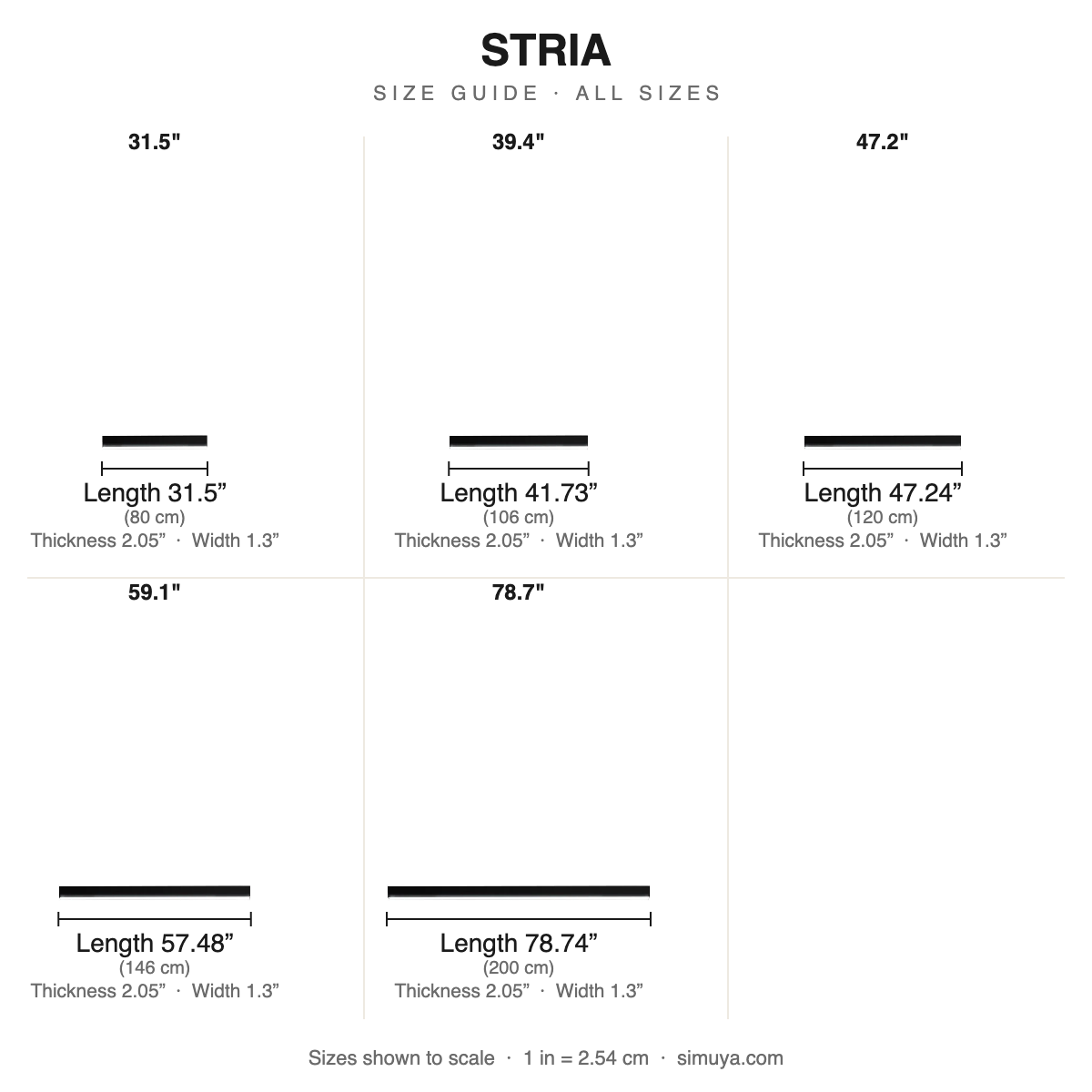 Stria Linear LED Ceiling Light Modern size chart all sizes with dimensions