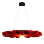 Hush acoustic felt pendant light red ruffled warm glow