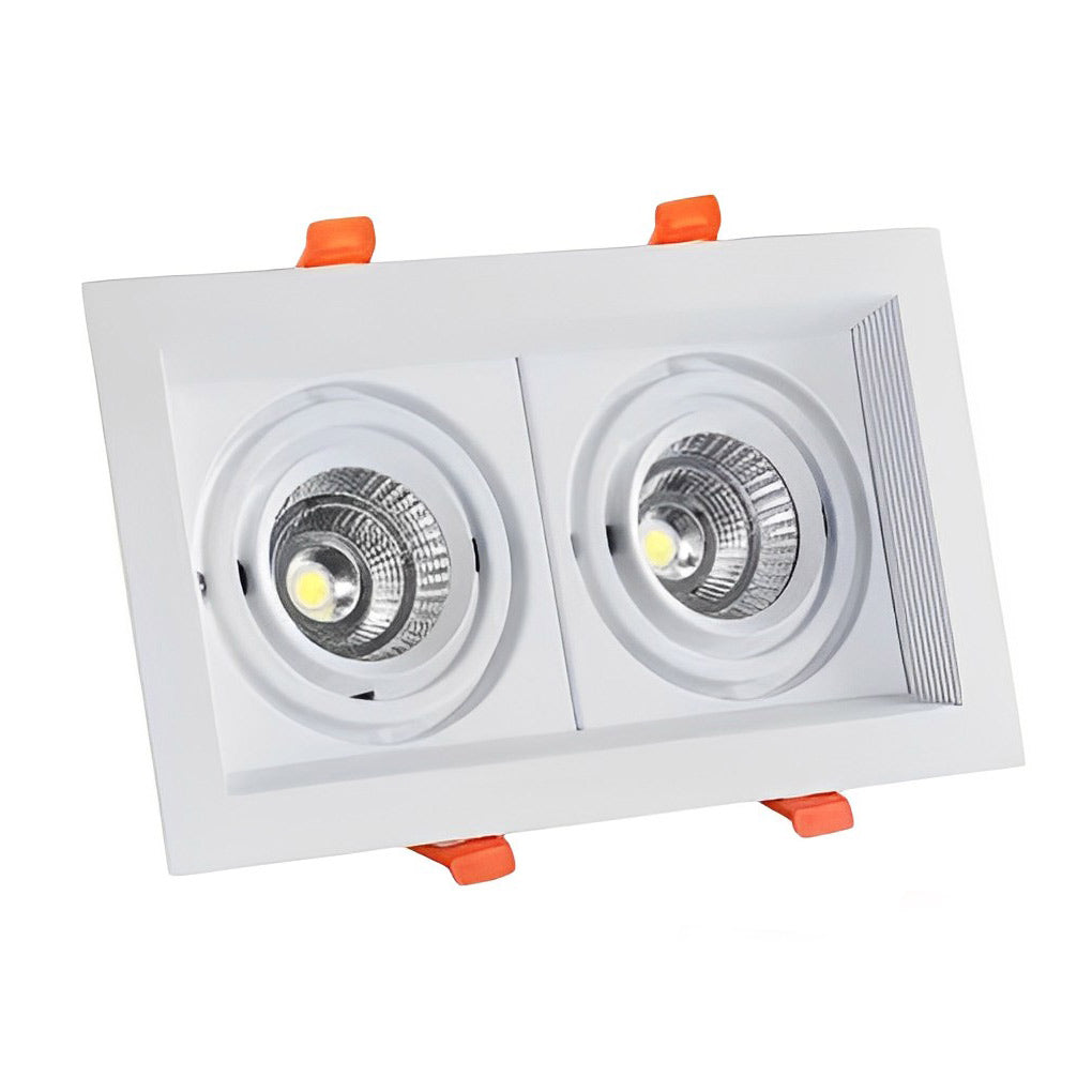 Twin Adjustable Recessed Spotlight Rectangular Double Head LED Ceiling Light